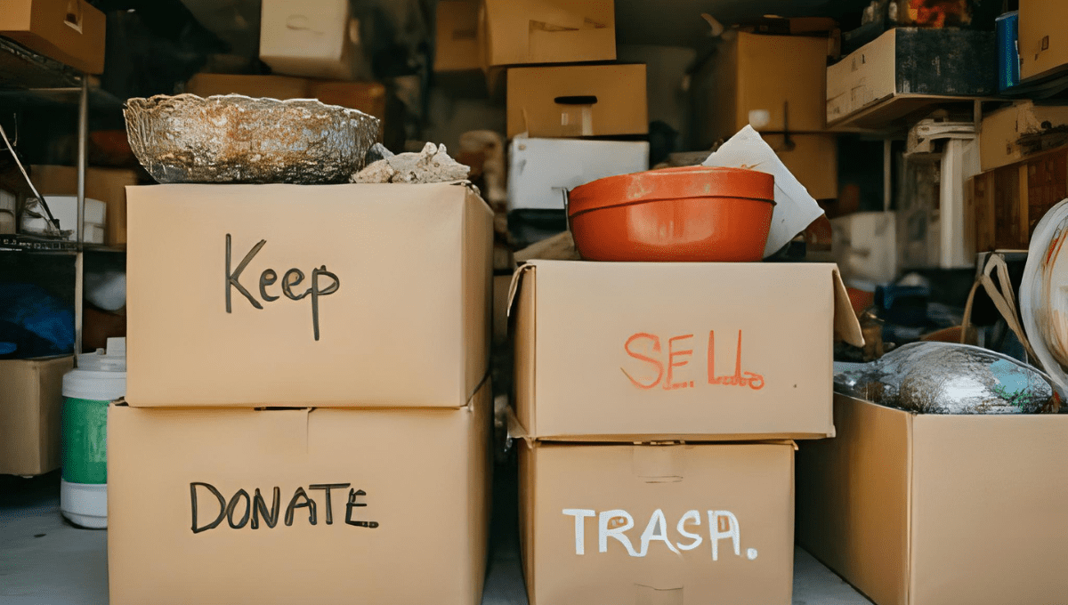 Declutter before the holidays - 4 Box Declutter Method. Keep -Donate-Sell-Trash.