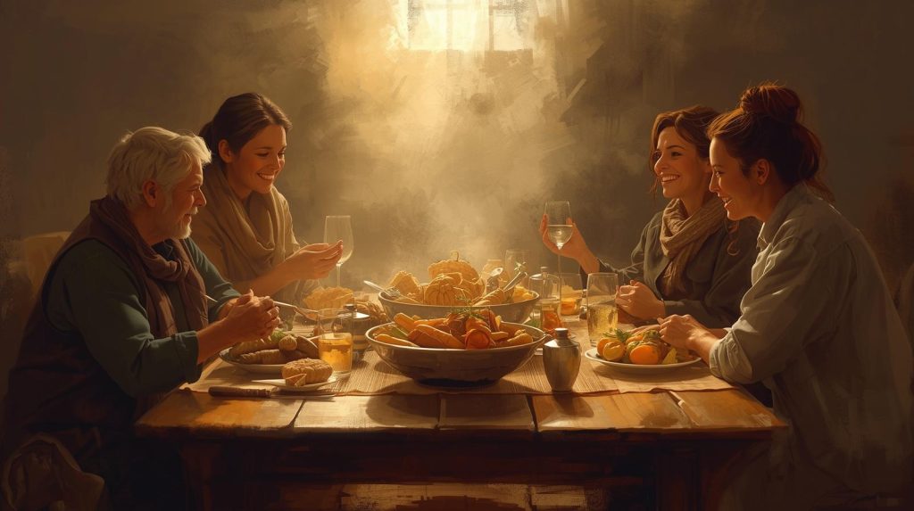 family around a table