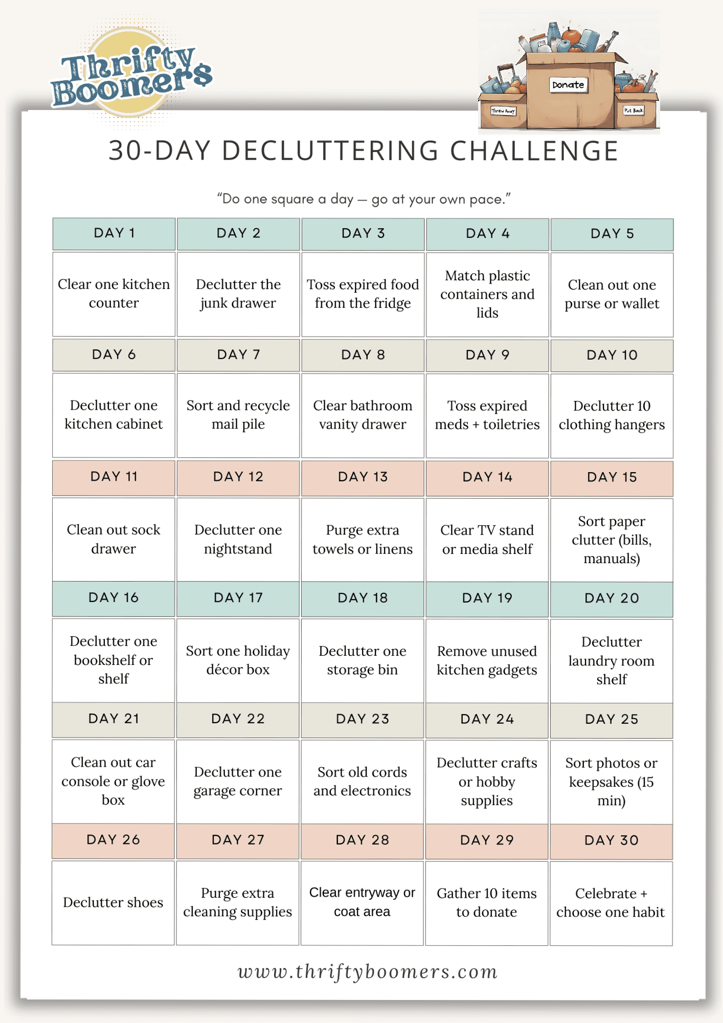 15-minute declutter challenge for boomers