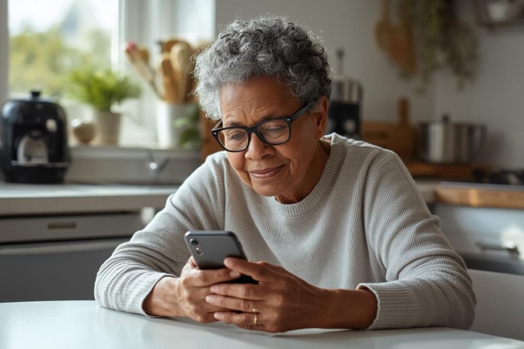 senior woman learning how to clean up your phone and computer