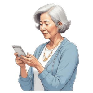 senior woman looking at apps on her cell phone