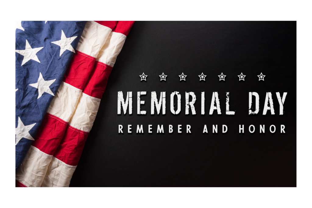 Memorial Day words and flag