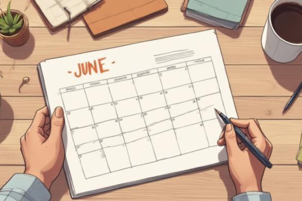 woman holding simple paper calendar