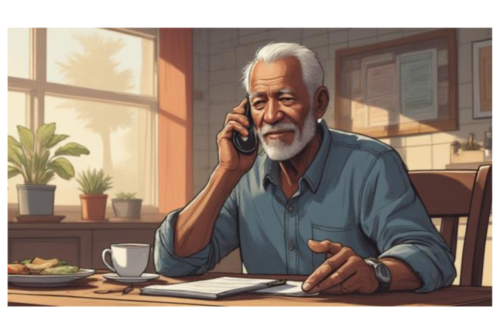 Making a phone call to ask for help with money