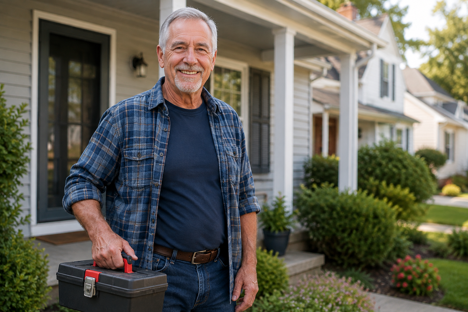 Older man with a toolbox representing side hustles for seniors using skills they already have.