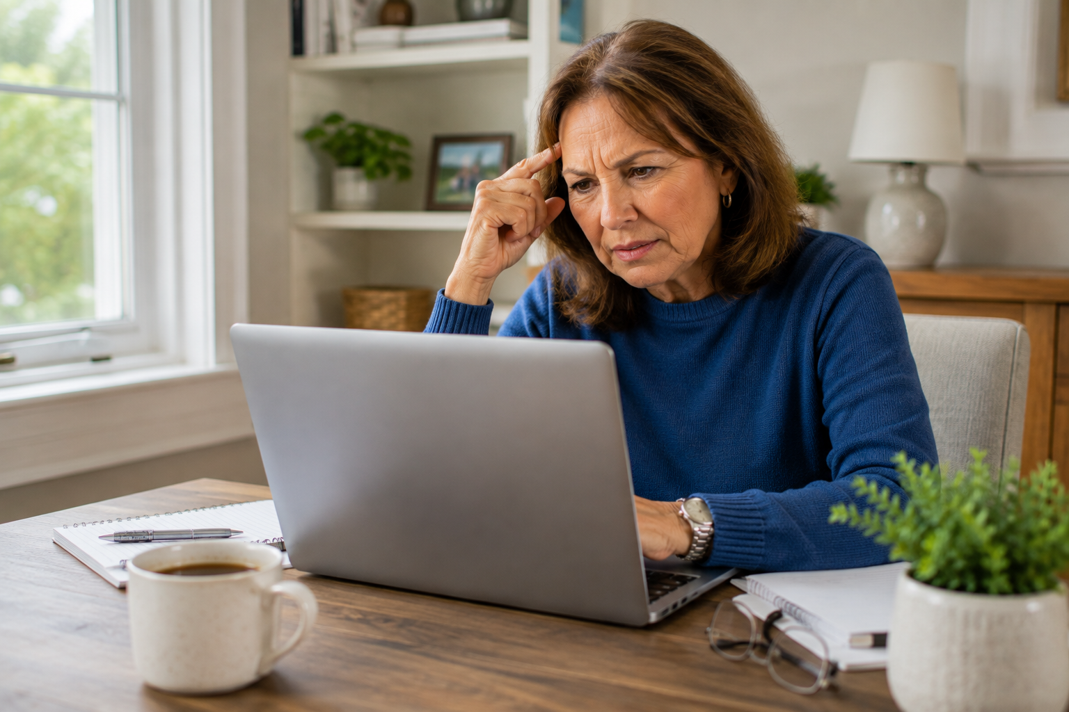 Older woman using ChatGPT to get help troubleshooting a slow computer