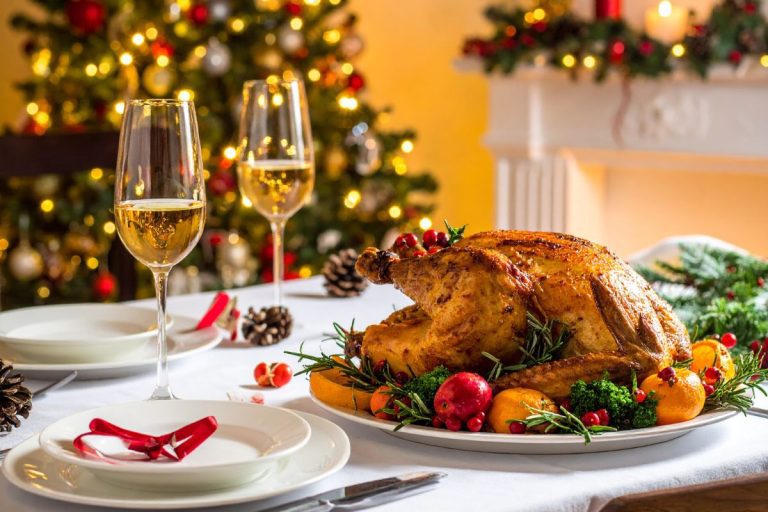 “holiday meal on a budget table setup