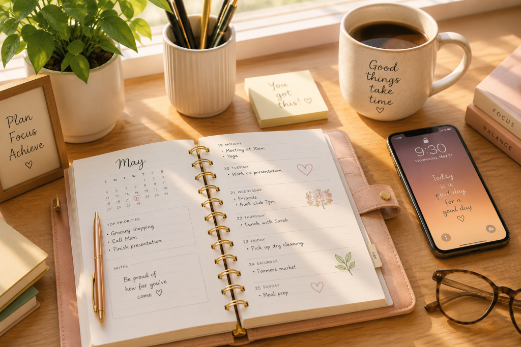 A simple organized desk setup for tracking birthday freebies from restaurants and stores
